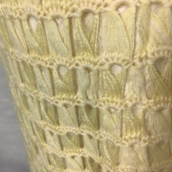 Vintage 60s 70s Sleeveless Yellow Hand Crochet From Portugal Sheath Dress S - Picture 6 of 8